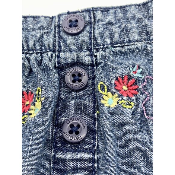 Osh Kosh B'Gosh Baby 9m Embroidered Denim One Piece Romper Shorts 100% Cotton - Picture 3 of 7